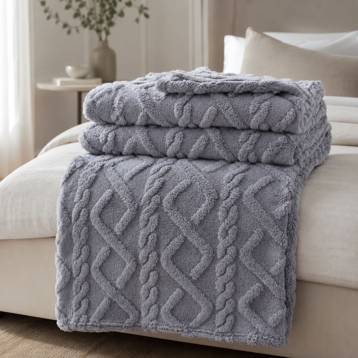 Lightweight Coral Fleece Throw – Soft Everyday Sofa and Bed Blanket