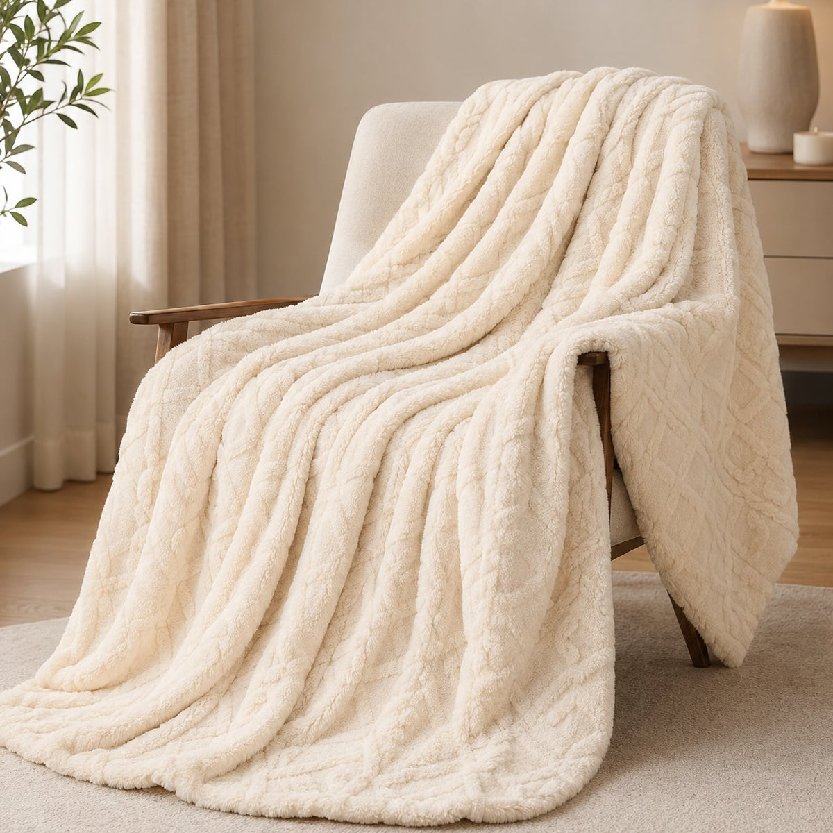 Lightweight Coral Fleece Throw – Soft Everyday Sofa and Bed Blanket