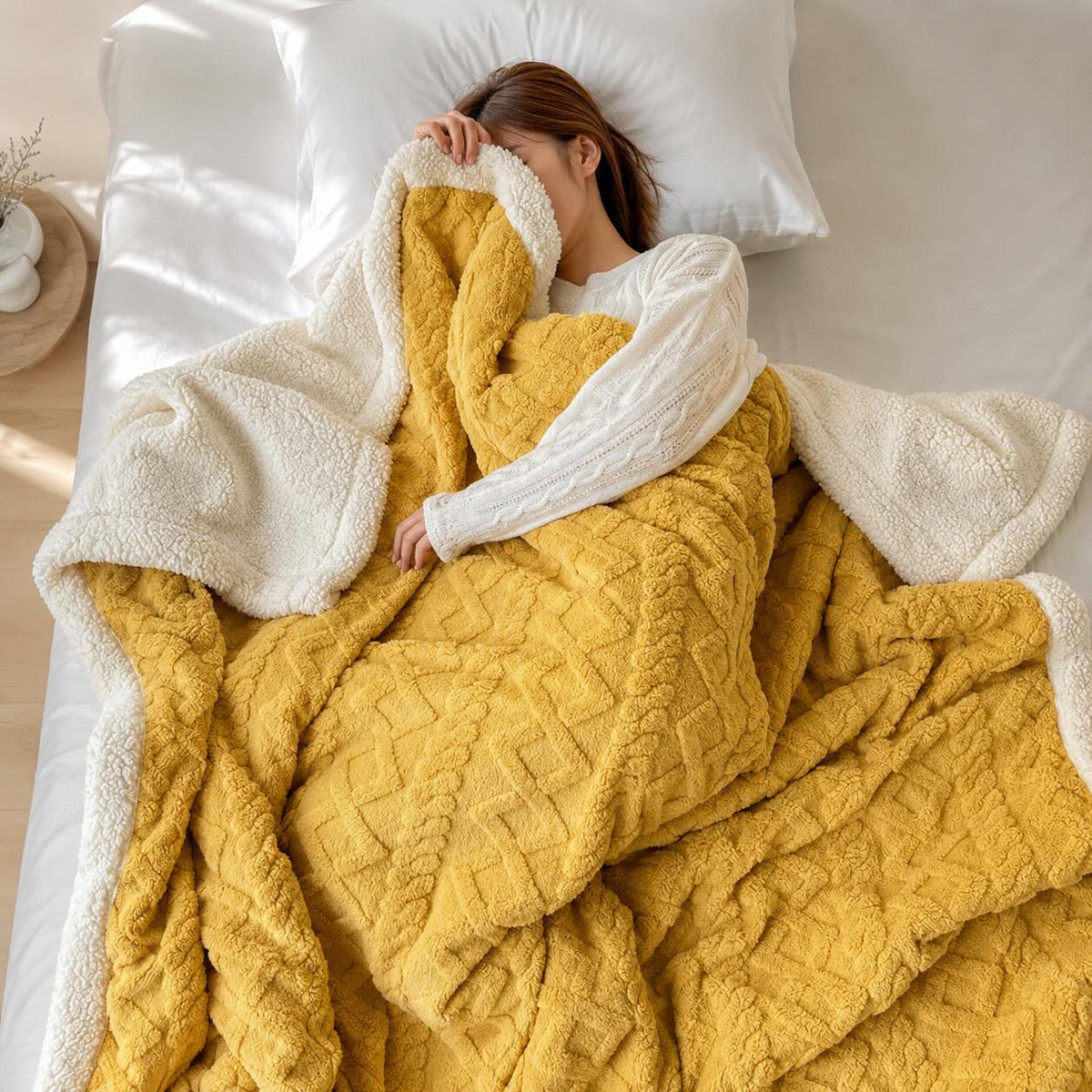 Warm Coral Fleece Throw Blanket – Lightweight Polyester Sofa Blanket