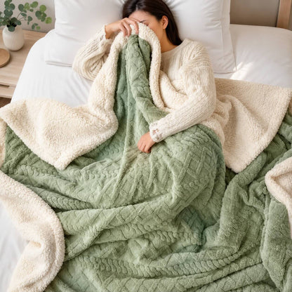 Warm Coral Fleece Throw Blanket – Lightweight Polyester Sofa Blanket