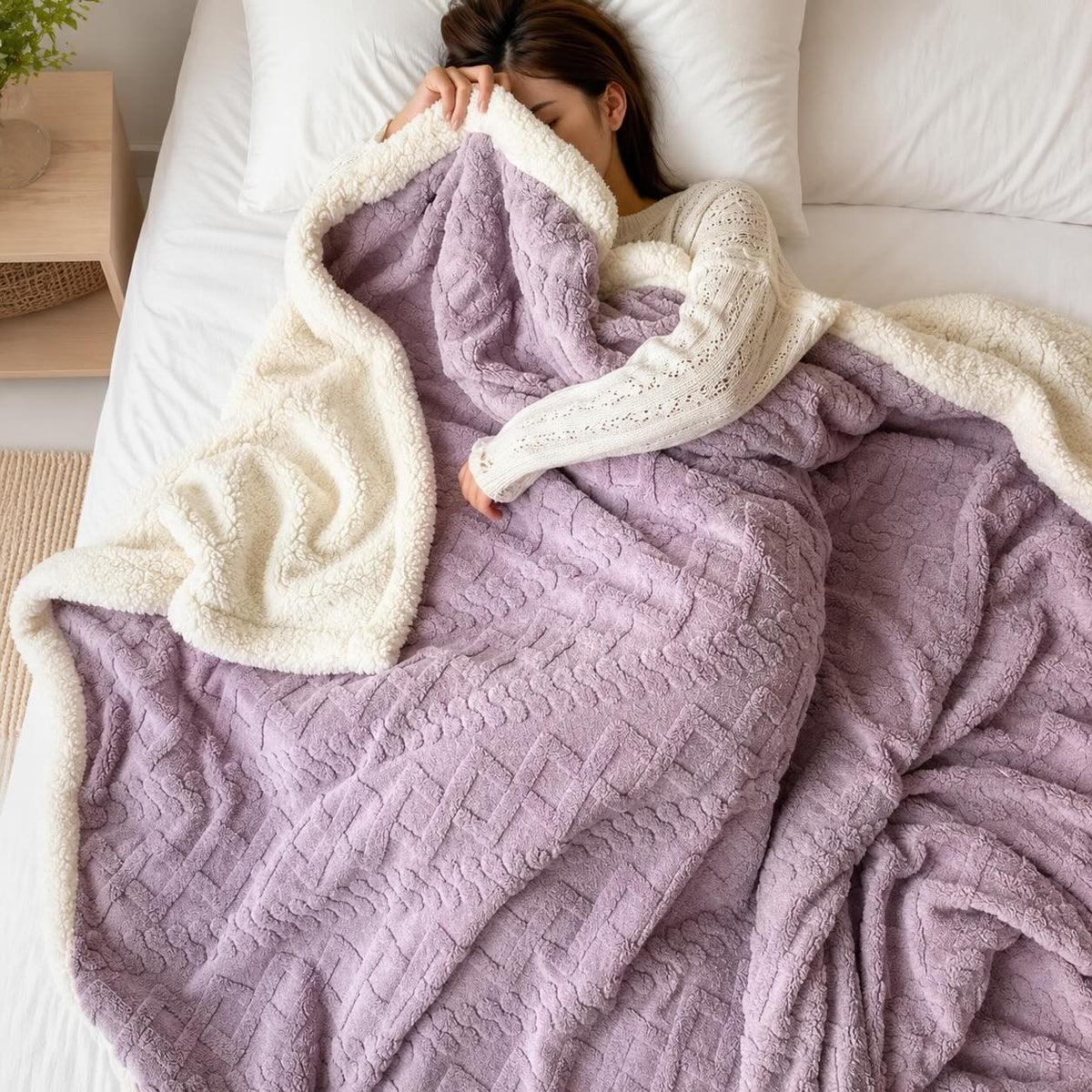 Warm Coral Fleece Throw Blanket – Lightweight Polyester Sofa Blanket