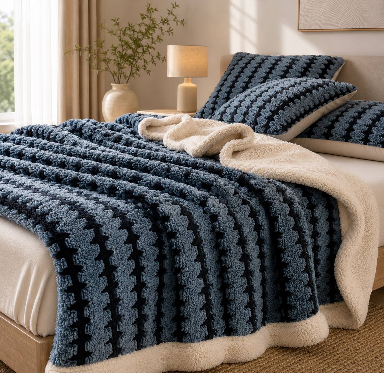 Cozy Flannel Throw Blanket – Lightweight Soft Velvet Portable Throw