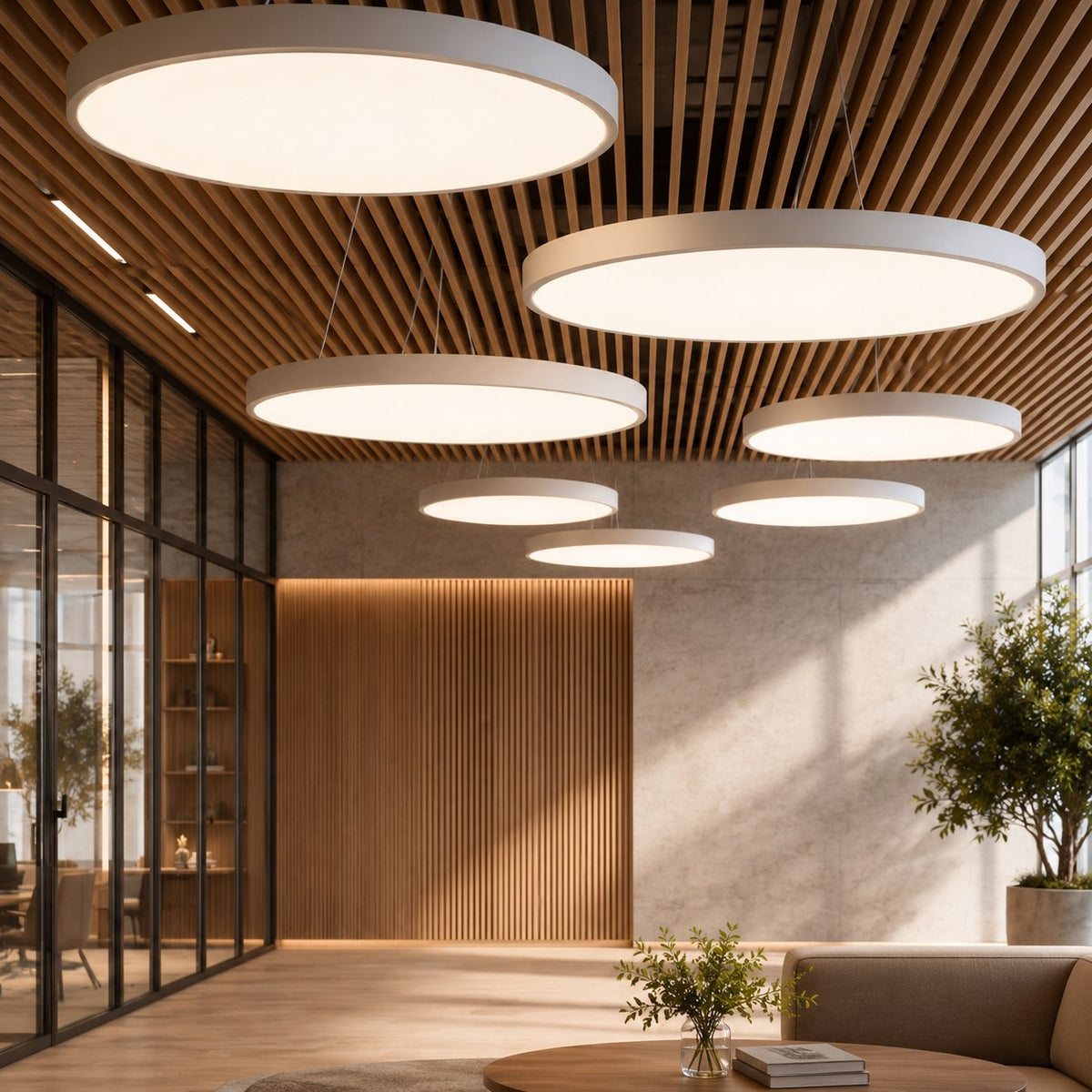 Round Acrylic Pendant Light | Dimmable LED Adjustable Fixture