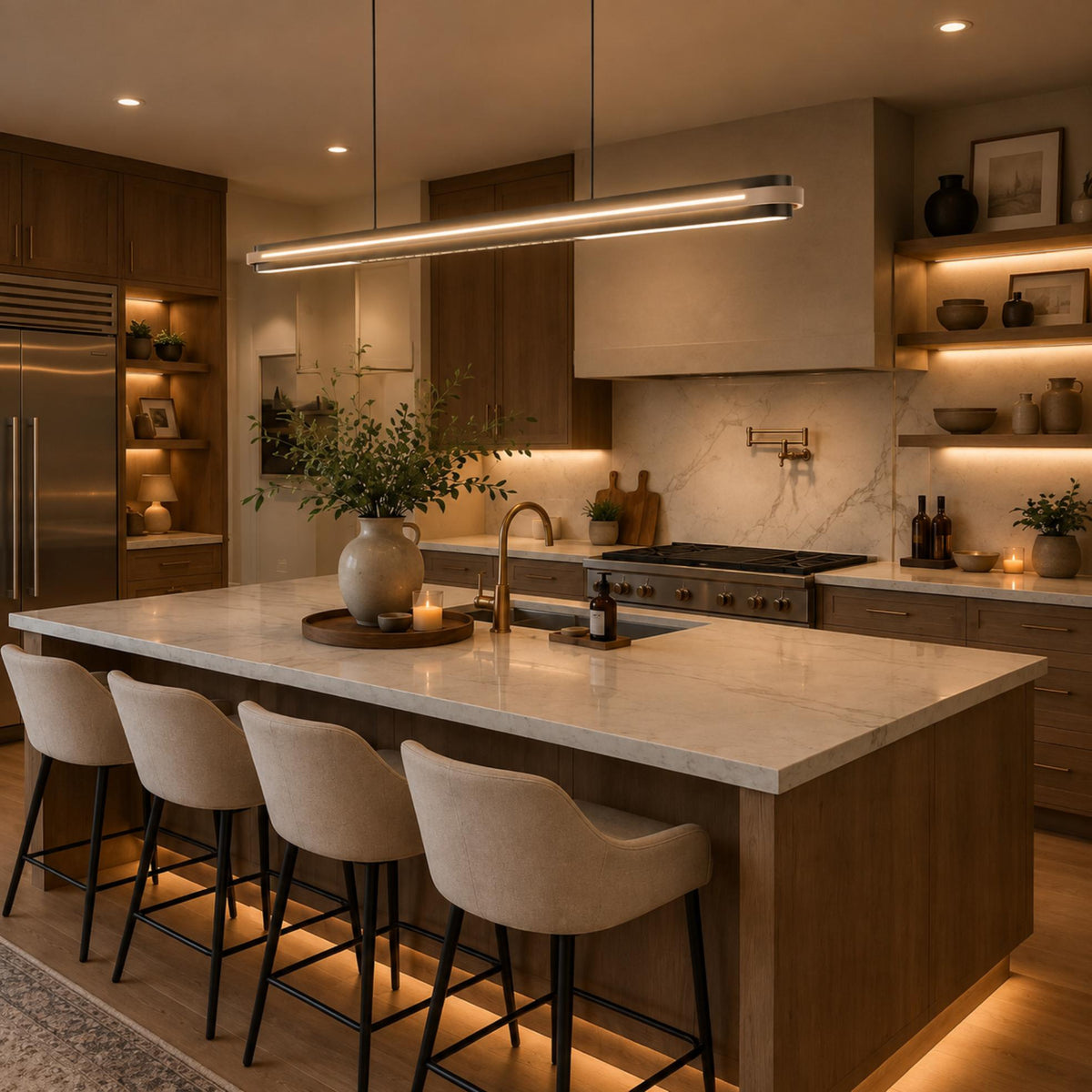 Linear Metal Pendant Lamp | Adjustable LED Dining Light
