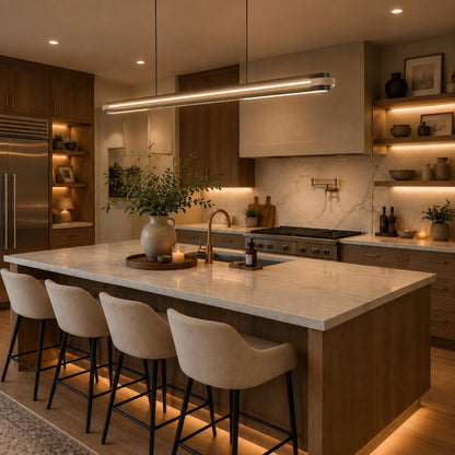 Linear Metal Pendant Lamp | Adjustable LED Dining Light