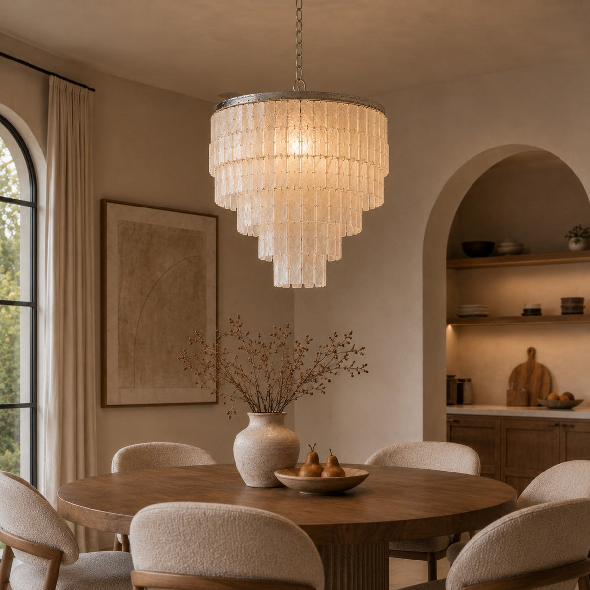 Coastal Shell Chandelier | Natural Panel Pendant Light