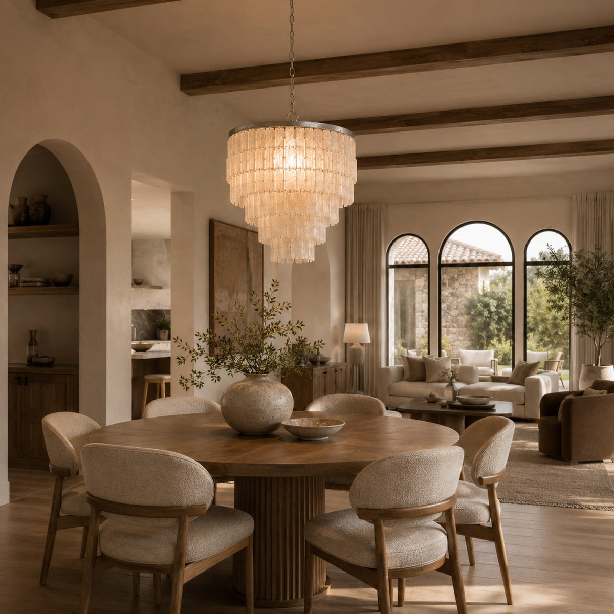 Coastal Shell Chandelier | Natural Panel Pendant Light