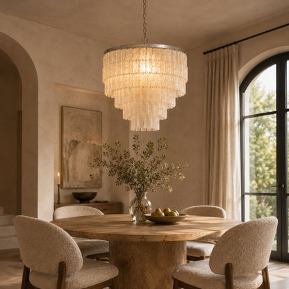Coastal Shell Chandelier | Natural Panel Pendant Light