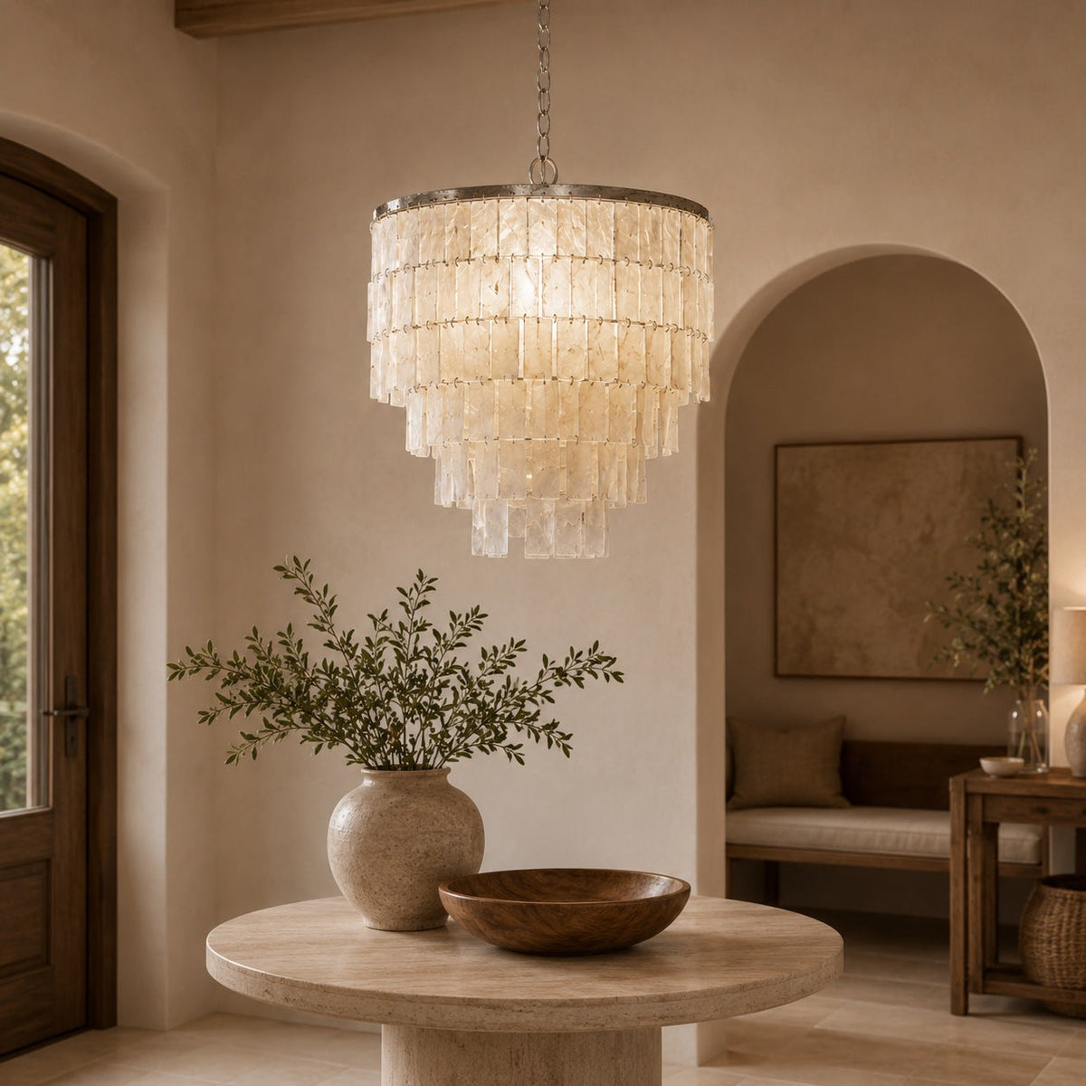 Coastal Shell Chandelier | Natural Panel Pendant Light