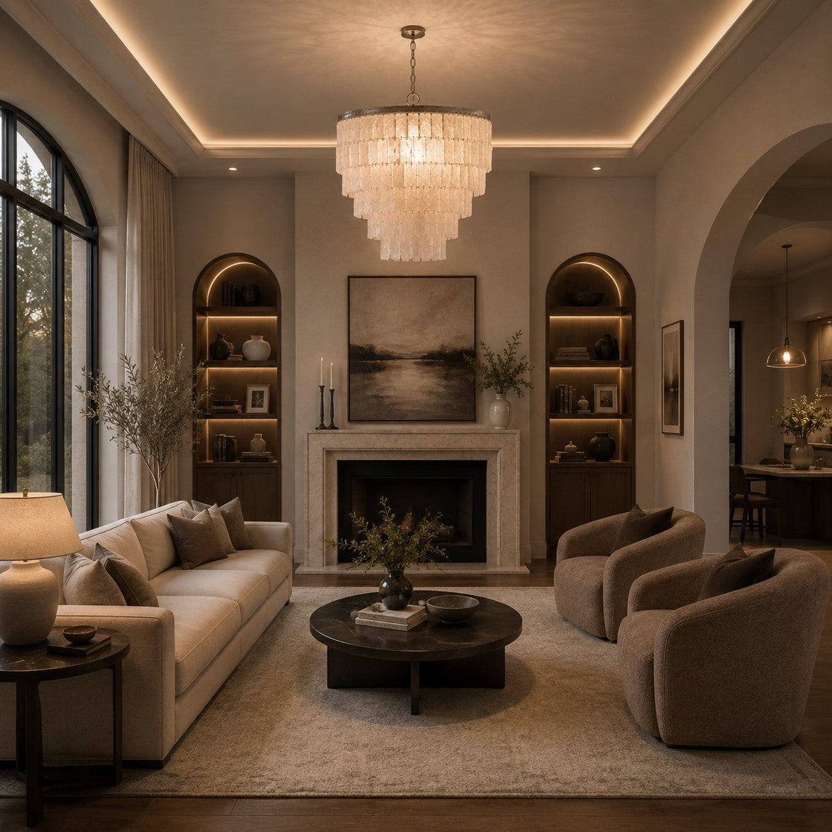 Coastal Shell Chandelier | Natural Panel Pendant Light