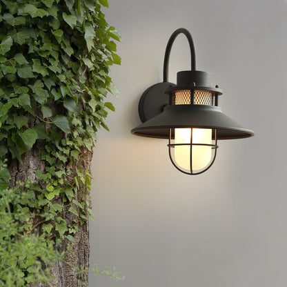 Felix Outdoor Wall Lamp – Industrial Cage Wall Light, Weatherproof Metal