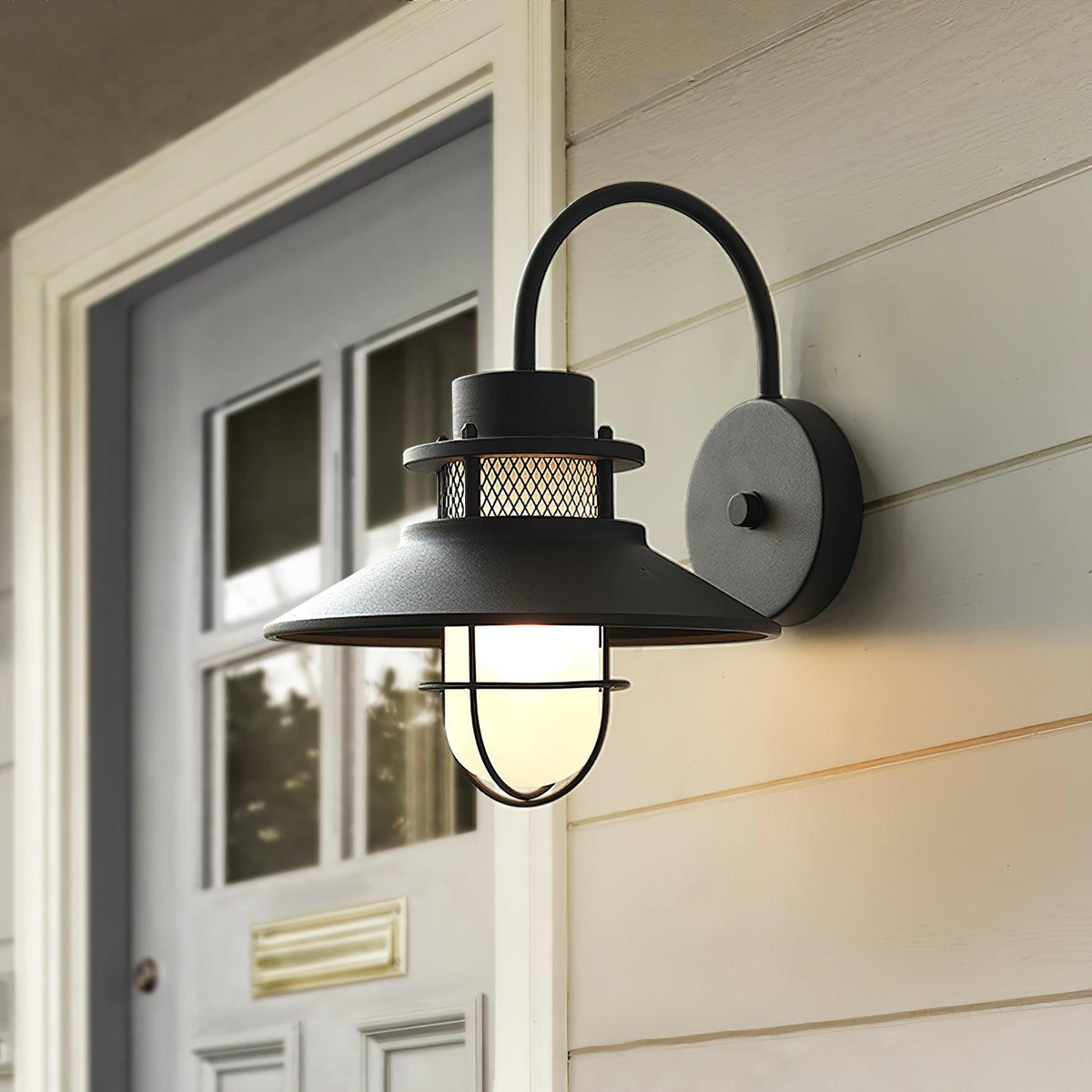 Felix Outdoor Wall Lamp – Industrial Cage Wall Light, Weatherproof Metal