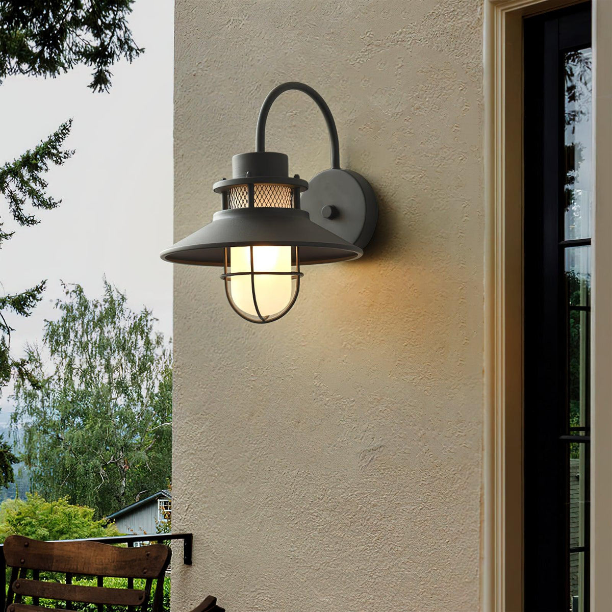 Felix Outdoor Wall Lamp – Industrial Cage Wall Light, Weatherproof Metal