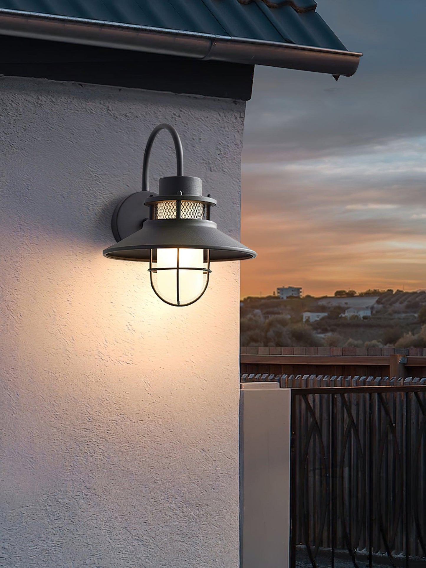 Felix Outdoor Wall Lamp – Industrial Cage Wall Light, Weatherproof Metal