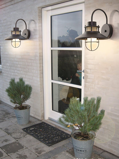 Felix Outdoor Wall Lamp – Industrial Cage Wall Light, Weatherproof Metal
