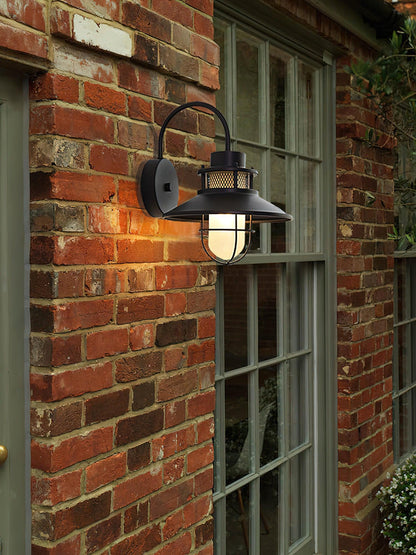 Felix Outdoor Wall Lamp – Industrial Cage Wall Light, Weatherproof Metal