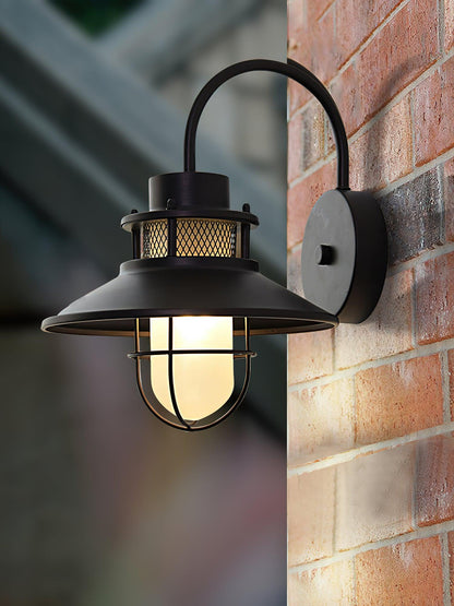 Felix Outdoor Wall Lamp – Industrial Cage Wall Light, Weatherproof Metal
