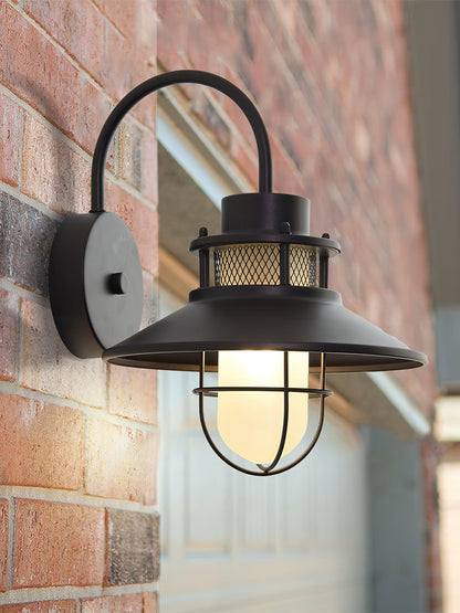 Felix Outdoor Wall Lamp – Industrial Cage Wall Light, Weatherproof Metal