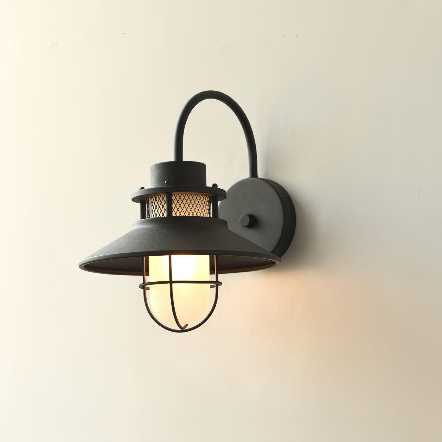 Felix Outdoor Wall Lamp – Industrial Cage Wall Light, Weatherproof Metal