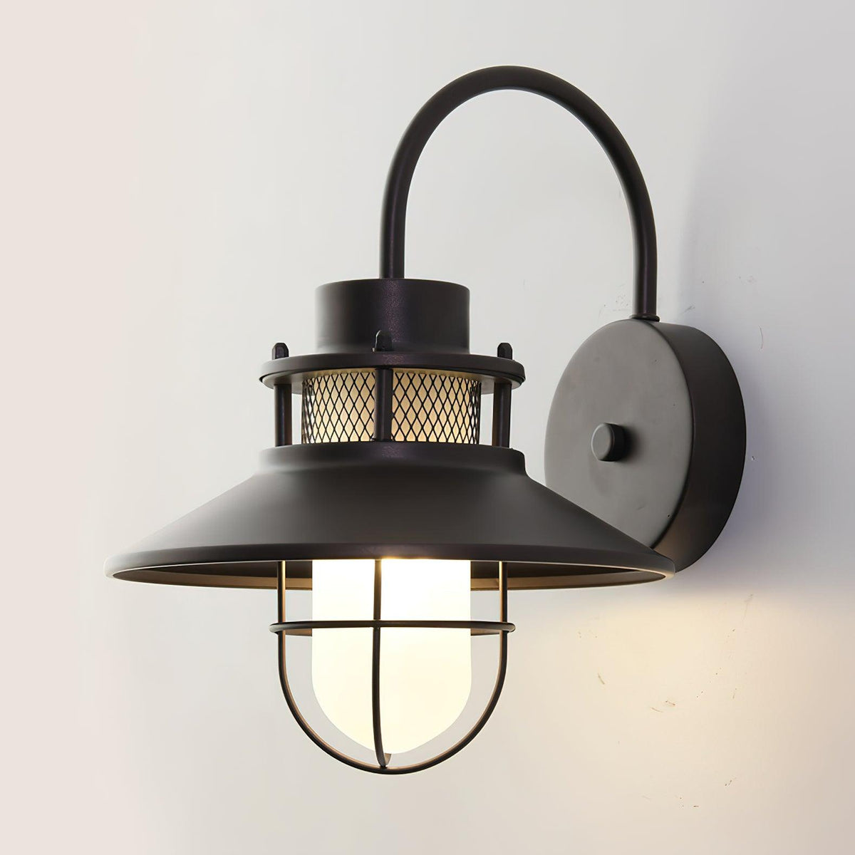 Felix Outdoor Wall Lamp – Industrial Cage Wall Light, Weatherproof Metal