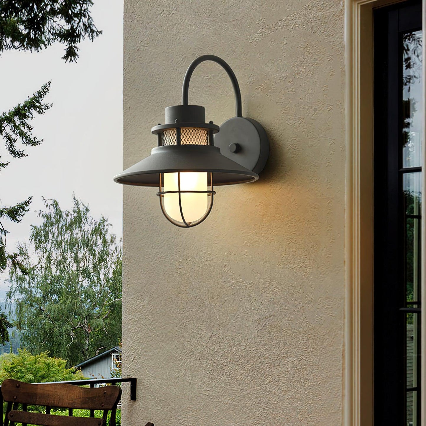Felix Outdoor Wall Lamp – Industrial Cage Wall Light, Weatherproof Metal