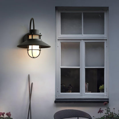 Felix Outdoor Wall Lamp – Industrial Cage Wall Light, Weatherproof Metal