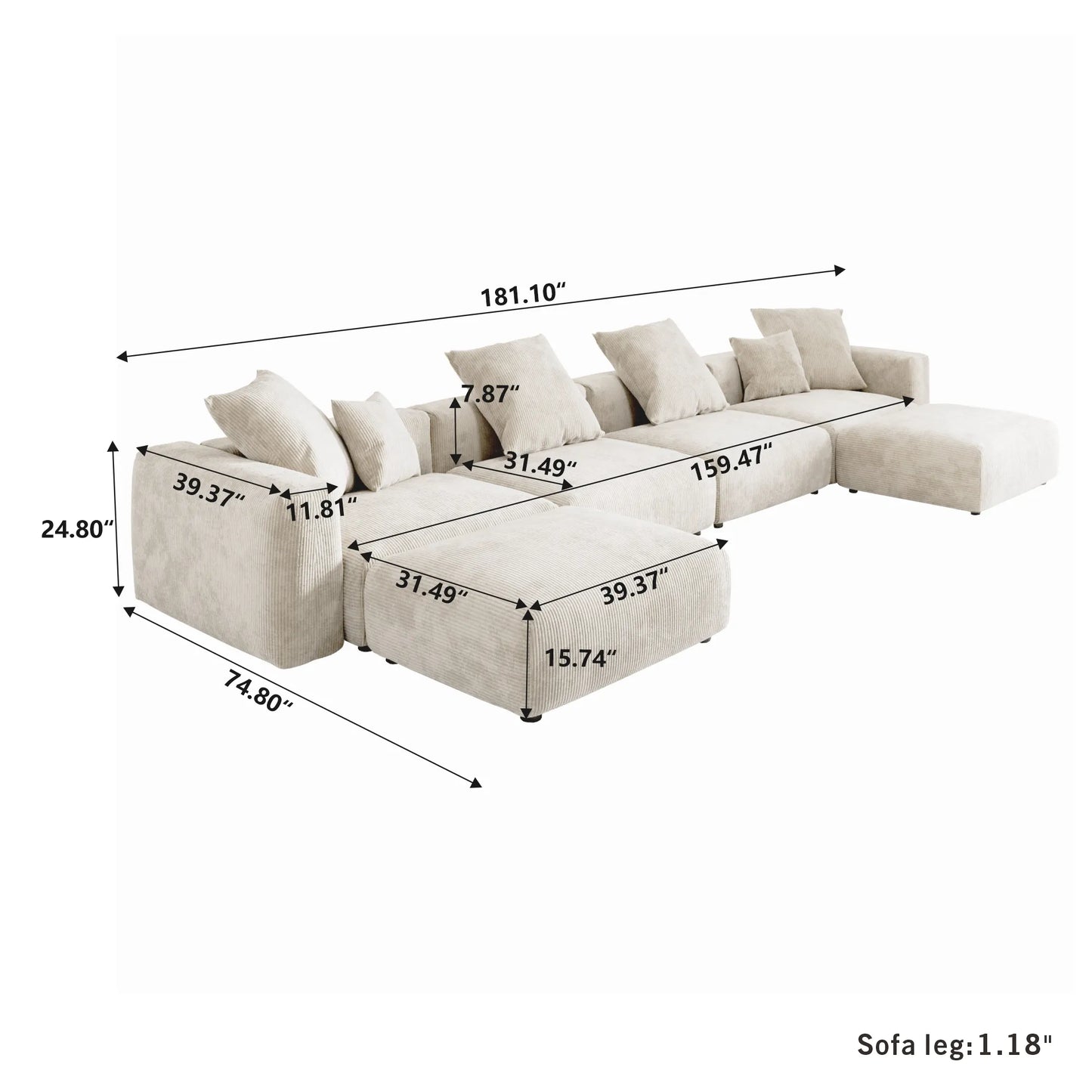 Yana Corduroy Cloud Modular Sofa