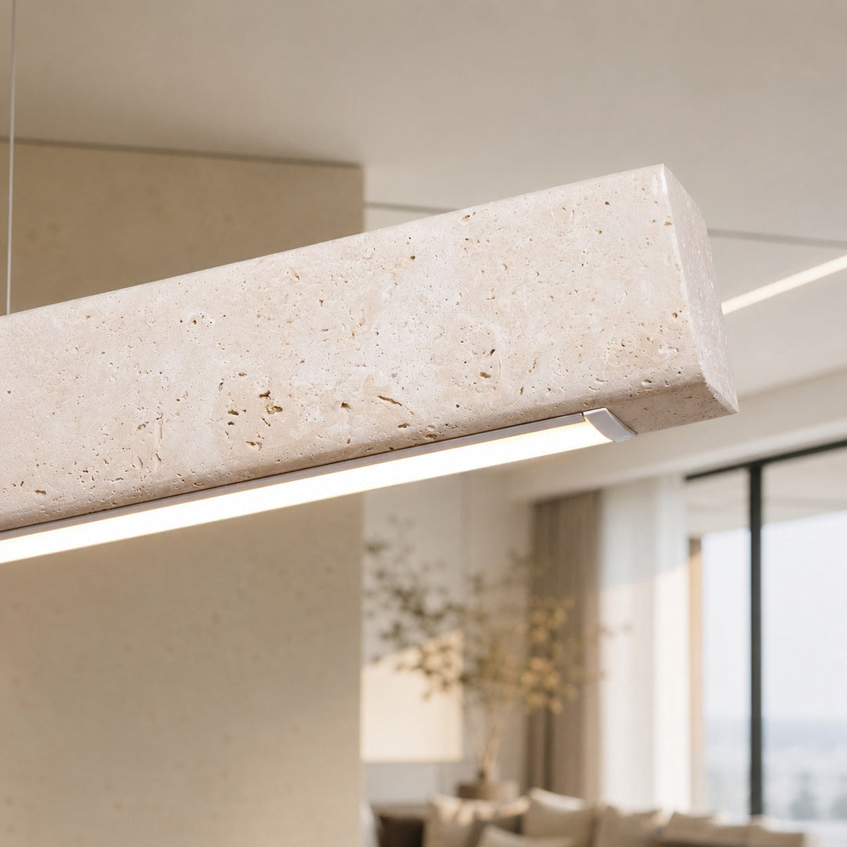 Travertine Shade Pendant Lamp | Adjustable LED Island Light