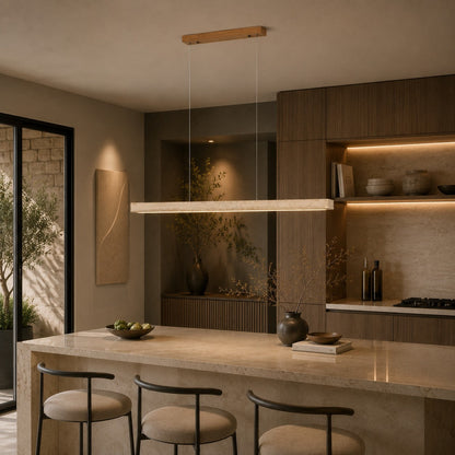 Travertine Shade Pendant Lamp | Adjustable LED Island Light