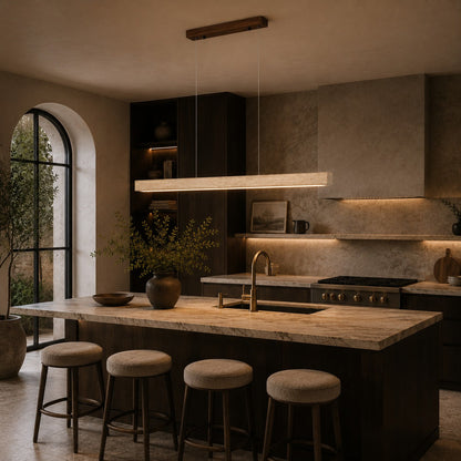 Travertine Shade Pendant Lamp | Adjustable LED Island Light