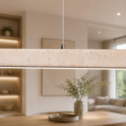 Travertine Shade Pendant Lamp | Adjustable LED Island Light