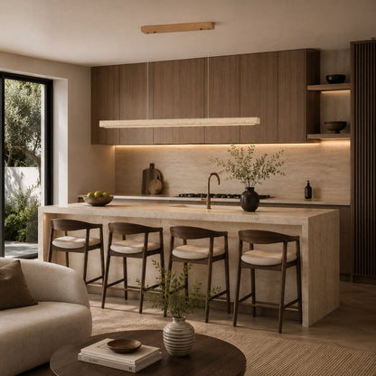 Travertine Shade Pendant Lamp | Adjustable LED Island Light