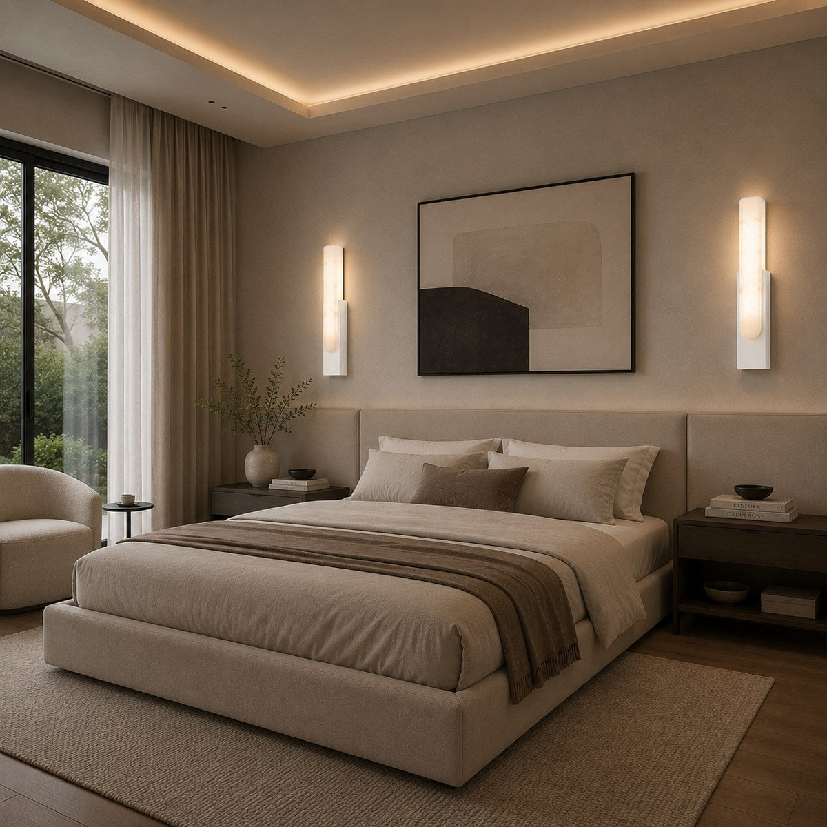 Alabaster Flush Wall Light | Minimalist Integrated LED Sconce