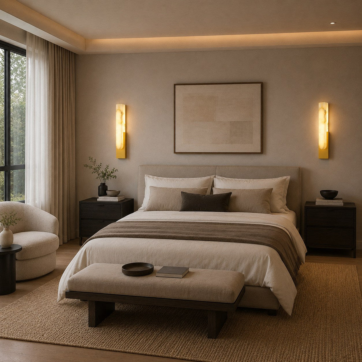 Alabaster Flush Wall Light | Minimalist Integrated LED Sconce