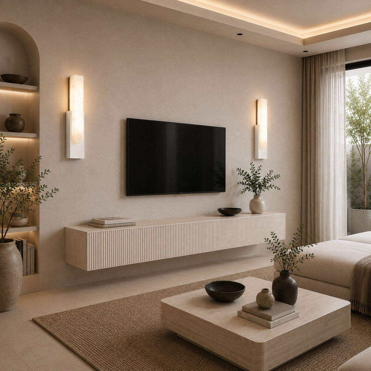 Alabaster Flush Wall Light | Minimalist Integrated LED Sconce