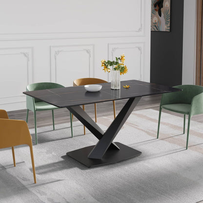 Sombre Black Sintered Stone Tabletop Dining Table