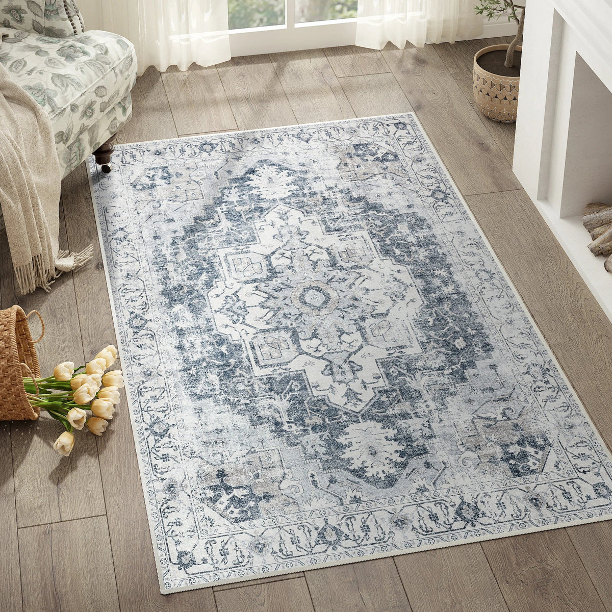 Heritage Medallion Rug – Foldable Non-Slip Oriental Style Carpet