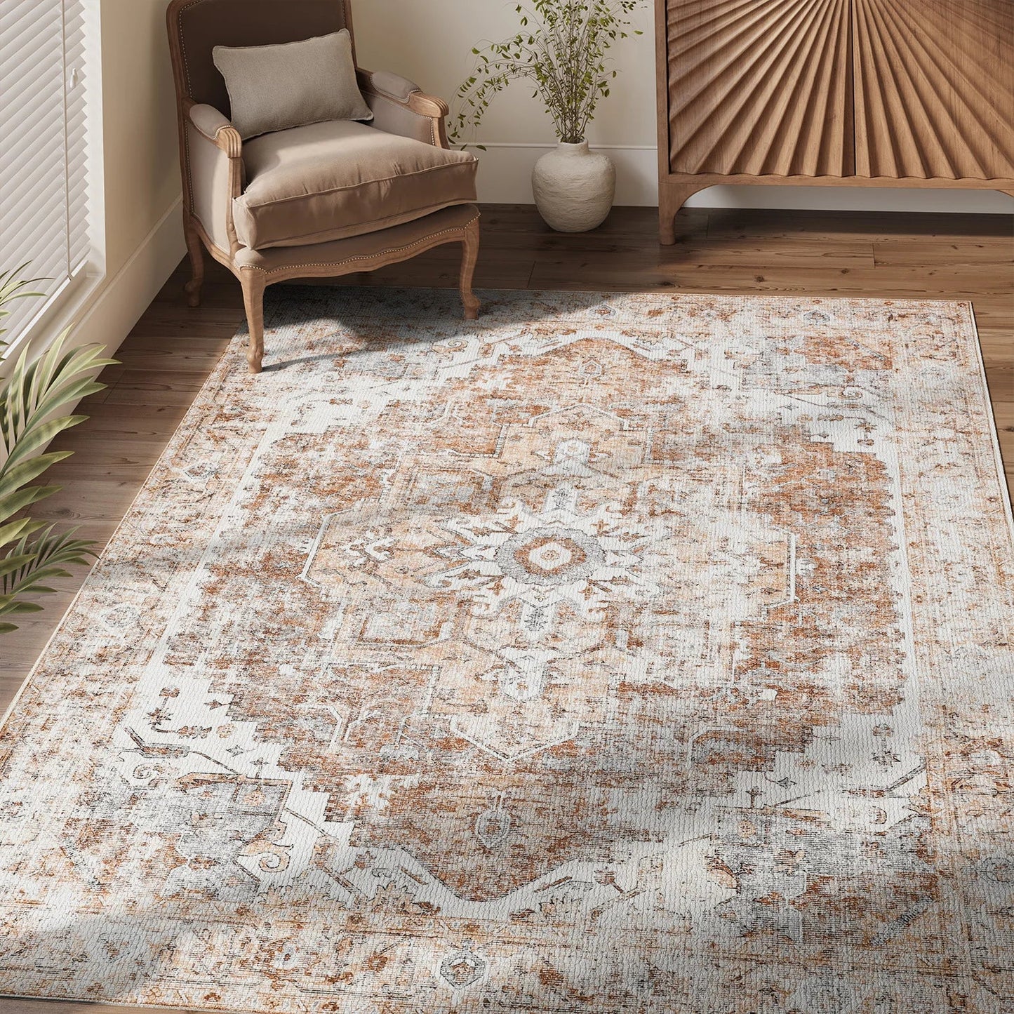 Heritage Medallion Rug – Foldable Non-Slip Oriental Style Carpet