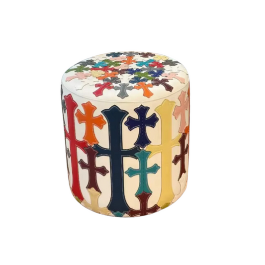 CH Light Luxury American Cross-stitch Leather Stool