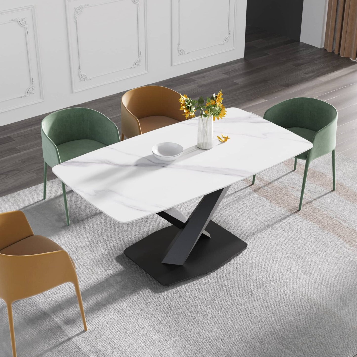 Lumin White Sintered Stone Tabletop Dining Table