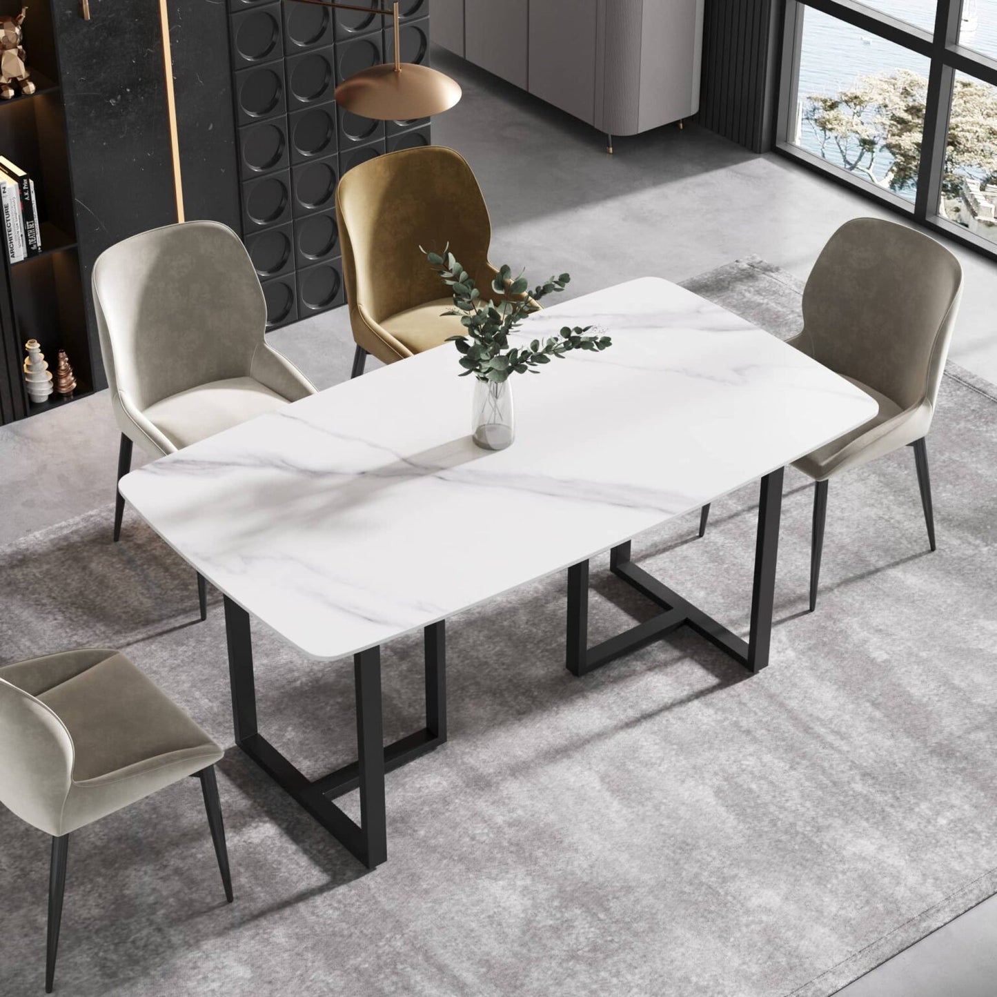 Lumin White Sintered Stone Tabletop Dining Table