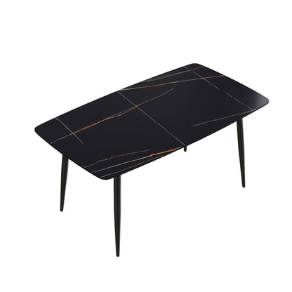 Sombre Black Sintered Stone Tabletop Dining Table