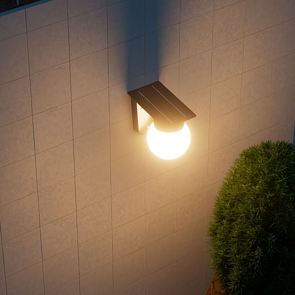 Solar Globe Wall Light – Smart Dimmable LED Outdoor Lamp, Dusk to Dawn, IP65