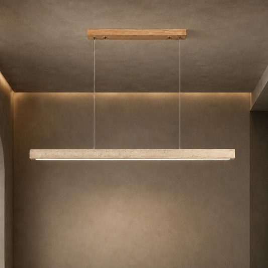 Travertine Shade Pendant Lamp | Adjustable LED Island Light
