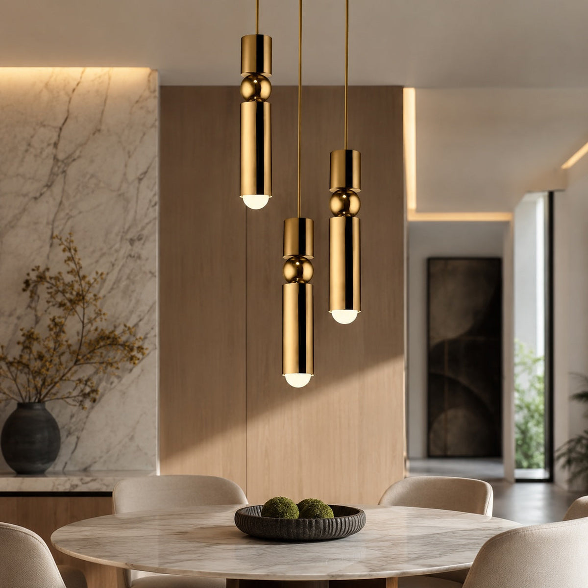 Geometric Black Pendant Light | Adjustable Dimmable LED Lamp