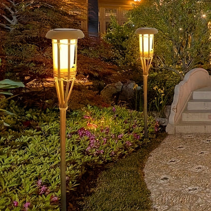 Solar Bamboo Flame Torch Lights (2 Pack) – Flickering LED Garden Lanterns, 59cm