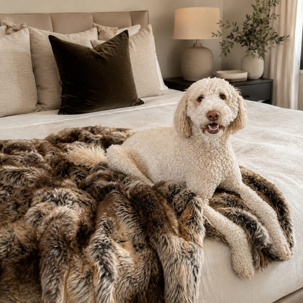 Plush Faux Fur Throw Blanket – Decorative Cozy Bedding Accent