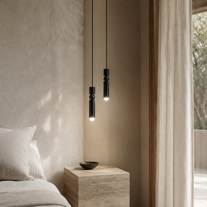 Geometric Black Pendant Light | Adjustable Dimmable LED Lamp