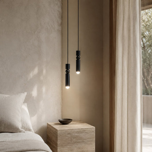 Geometric Black Pendant Light | Adjustable Dimmable LED Lamp