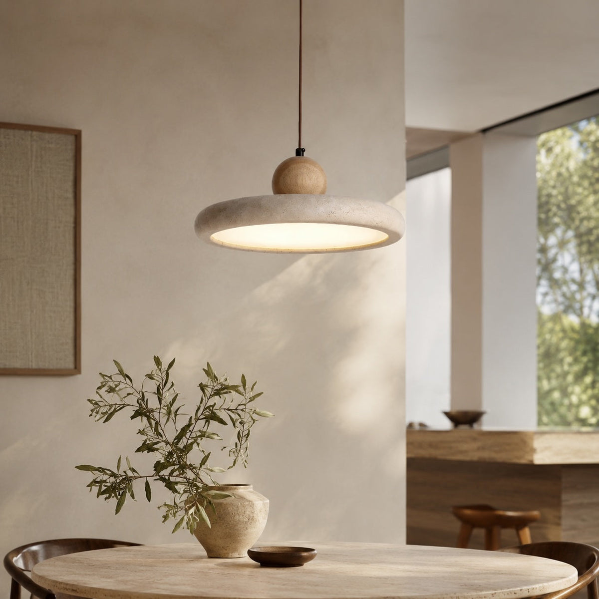Travertine Pendant Lamp | 30cm LED Kitchen Hanging Light